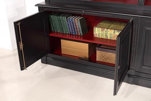 Biblioteca Alix de 2 piezas y 6 puertas en roble macizo de estilo Directoire CON ESCALA