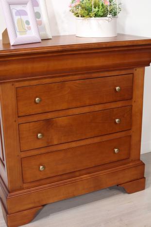 Emma 4-drawer chest of drawers made of solid cherry wood in Louis Philippe style