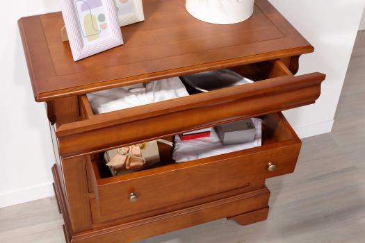 Emma 4-drawer chest of drawers made of solid cherry wood in Louis Philippe style