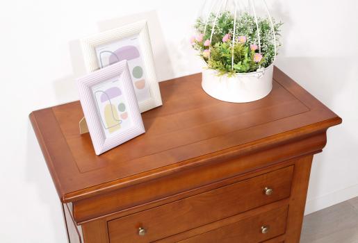 Emma 4-drawer chest of drawers made of solid cherry wood in Louis Philippe style