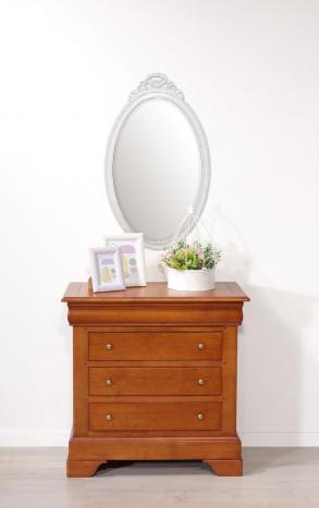 Cómoda Emma con 4 cajones, fabricada en madera maciza de cerezo al estilo Luis Felipe.