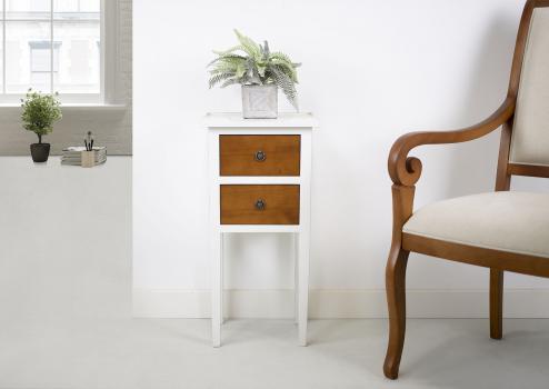 Mesilla de noche o auxiliar Emma fabricada en madera de cerezo en estilo Directoire Bi color 