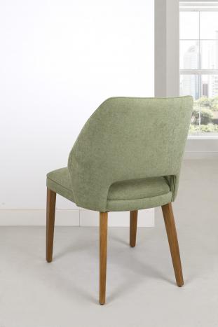 Silla Nina, asiento y respaldo tapizados, patas de madera maciza de cerezo