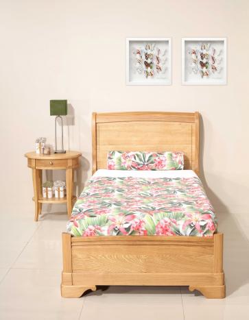 Cama estilo Louis Philippe “Diego” en Roble Macizo – 90x190 cm