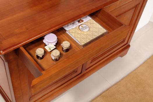 Aparador Salomé de 2 puertas de madera maciza de Cerezo de estilo Louis Philippe 