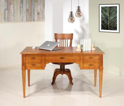 Escritorio de ministro con 5 cajones de madera maciza de cerezo de estilo Directoire 