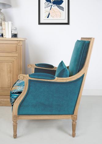 Sillón estilo Luís XVI  fabricado en madera de Roble con tejido FSM 1 DISPONIBLE