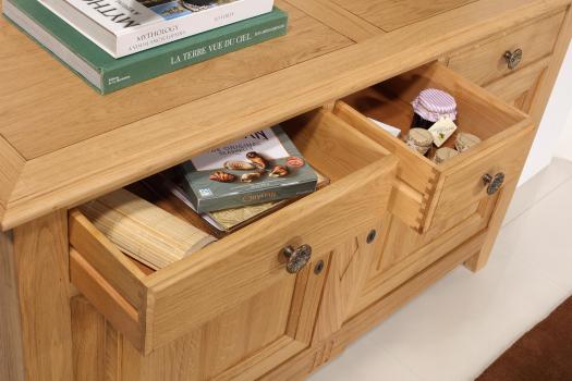 Aparador Oliver de 2 puertas y 3 cajones de roble macizo de estilo Directoire 